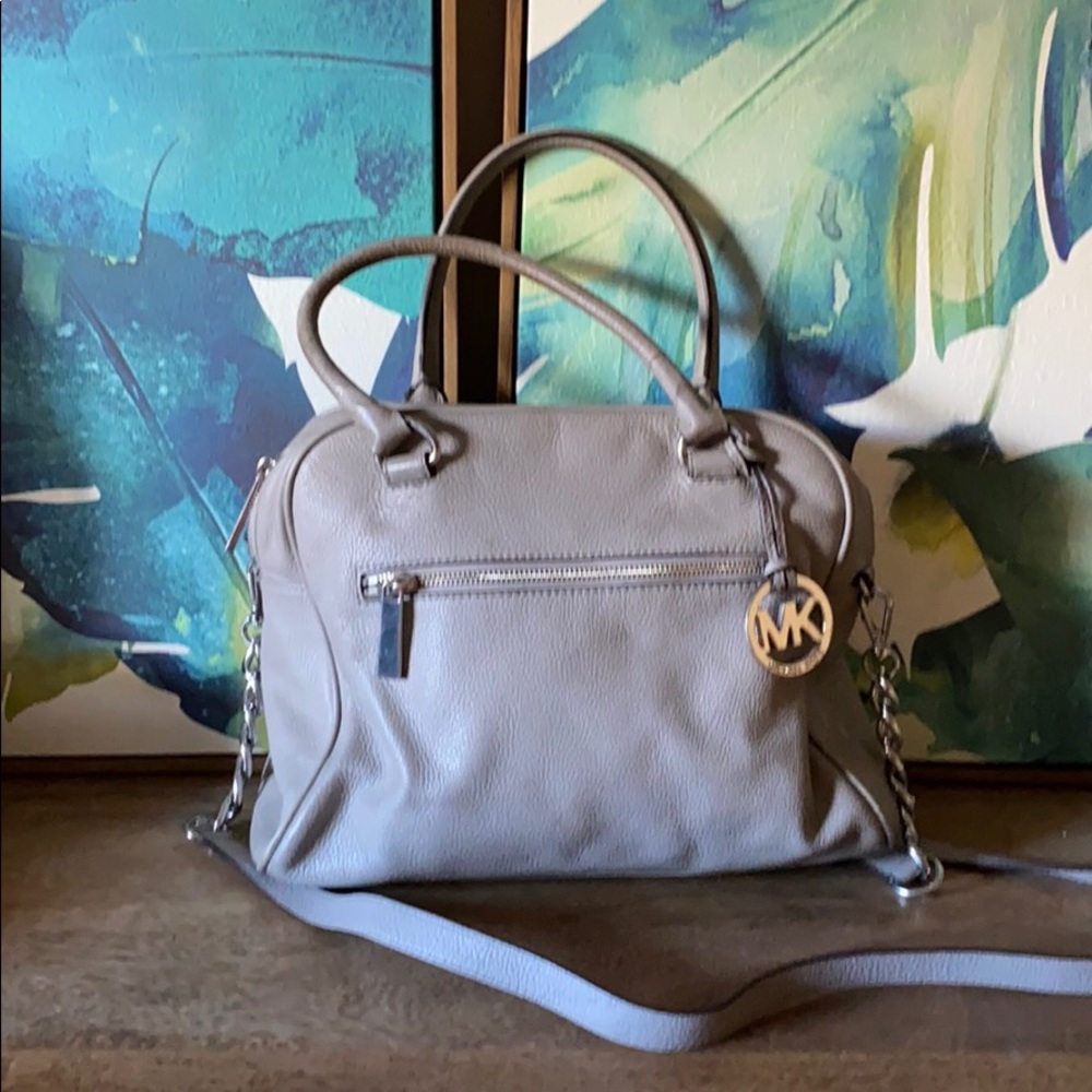 Michael Kors light gray genuine leather purse